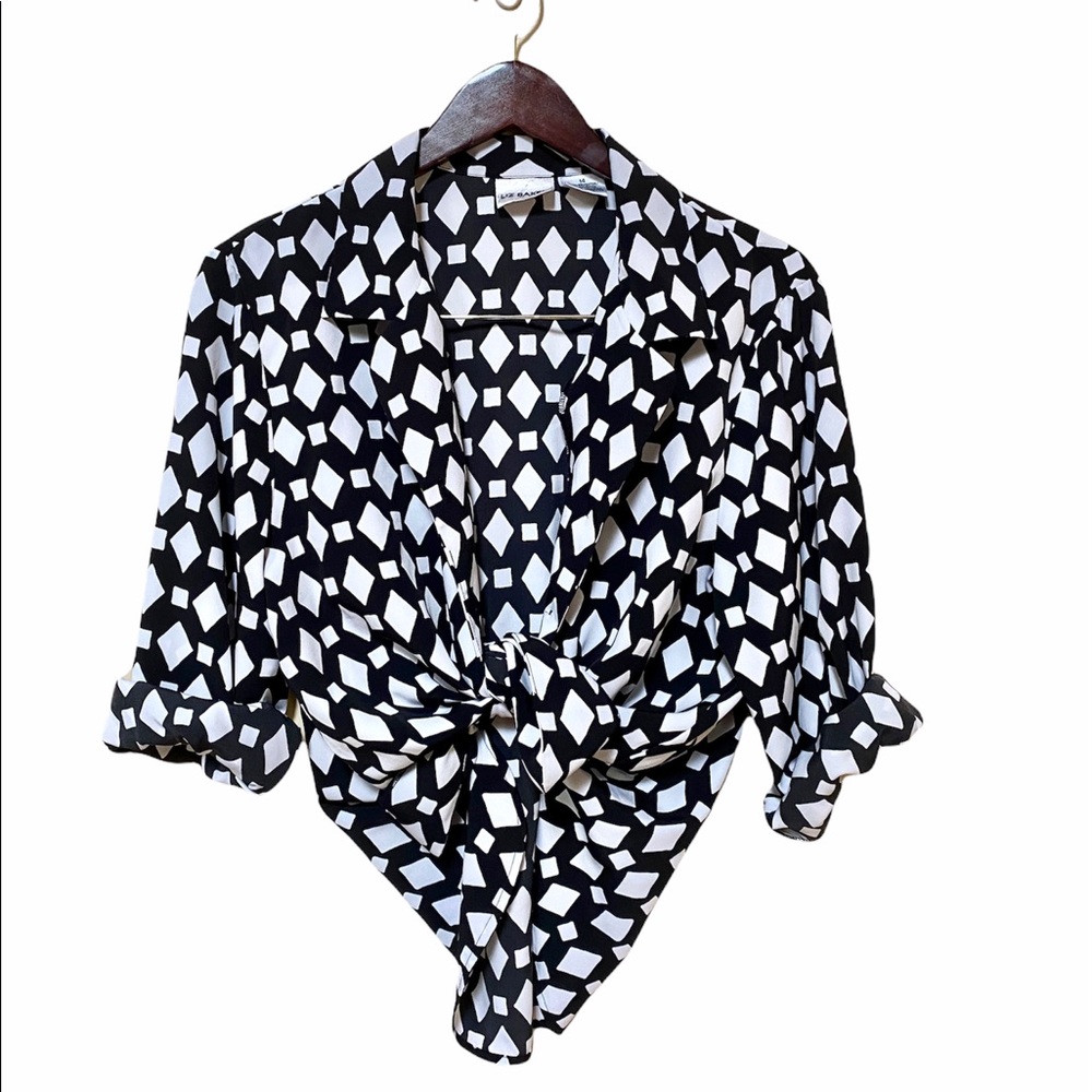 Vintage Liz Baker Geometric Pattern Button Up Shirt Womens Size 14